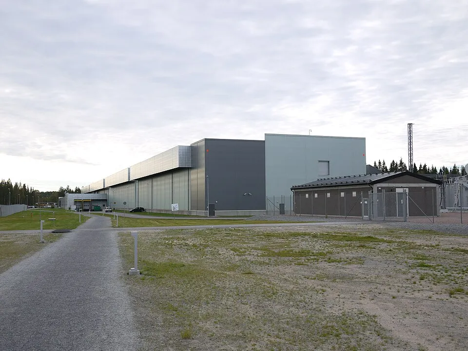 Meta's large grey data centre building in Luleå, northern Sweden